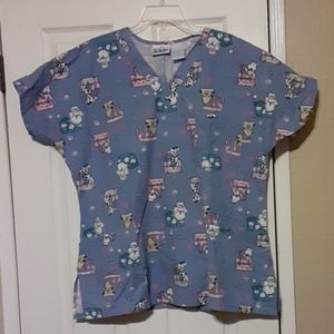 Scrub top with puppies